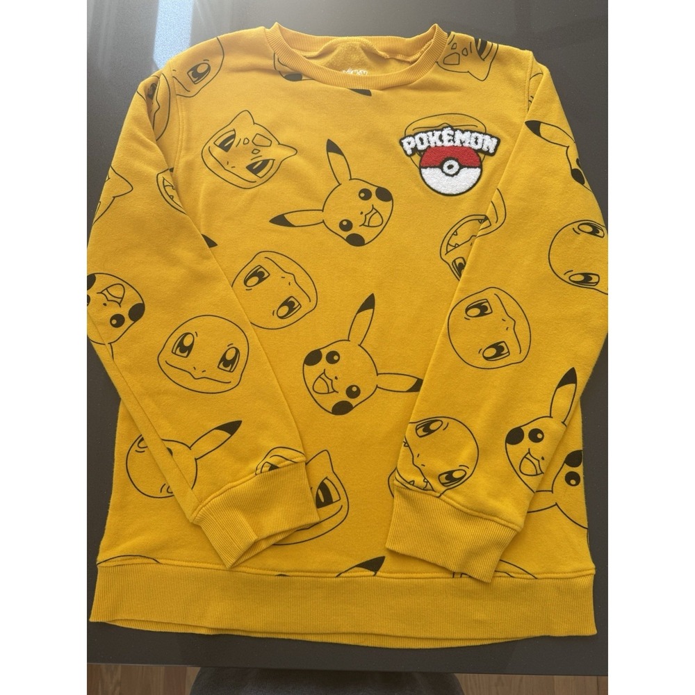 Pokémon Fleece Pullover Sweatshirt Boys XL Yellow Pikachu & Friends Hybrid EUC